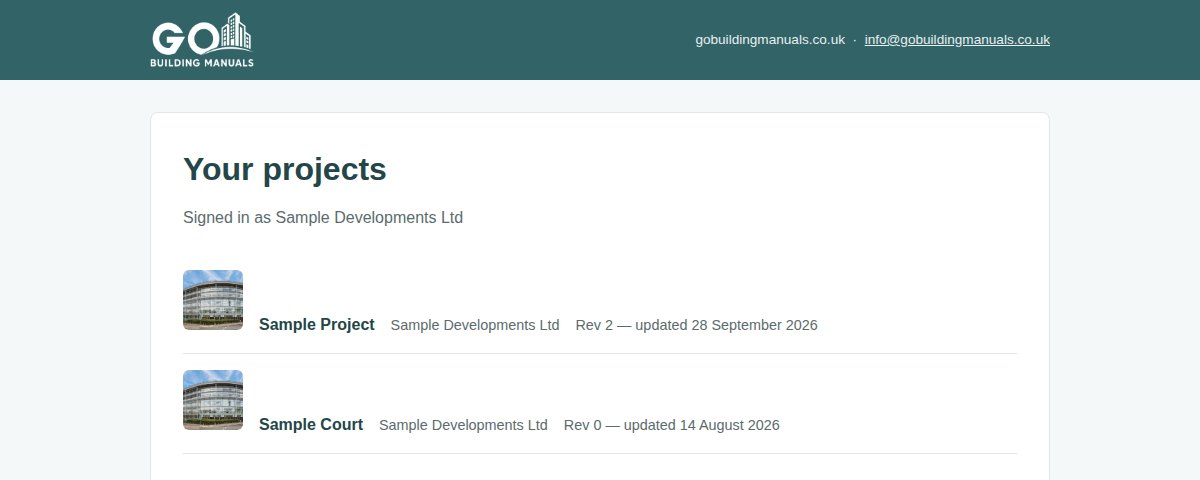 All your projects in one place – Go Building Manuals client portal