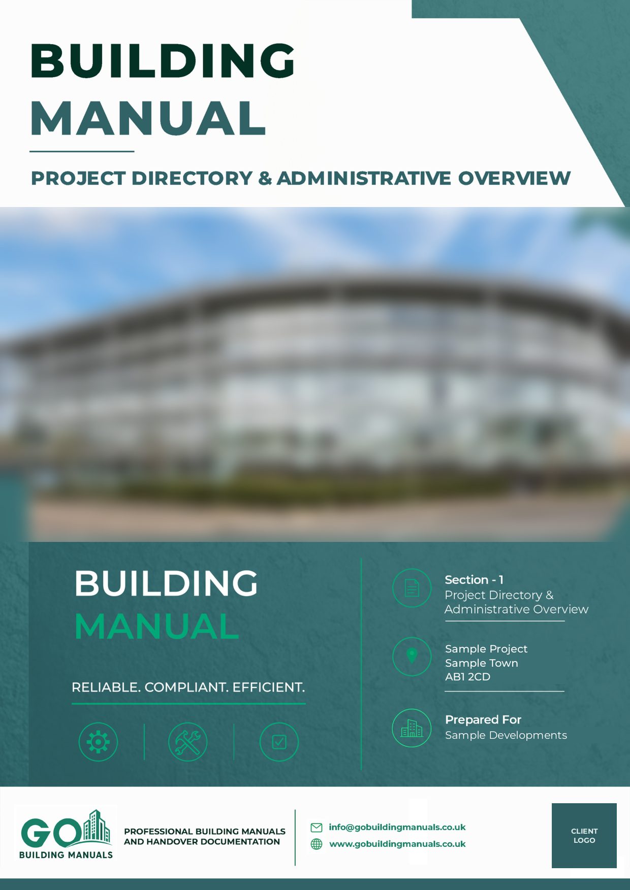 Branded cover – sample building manual page, full size