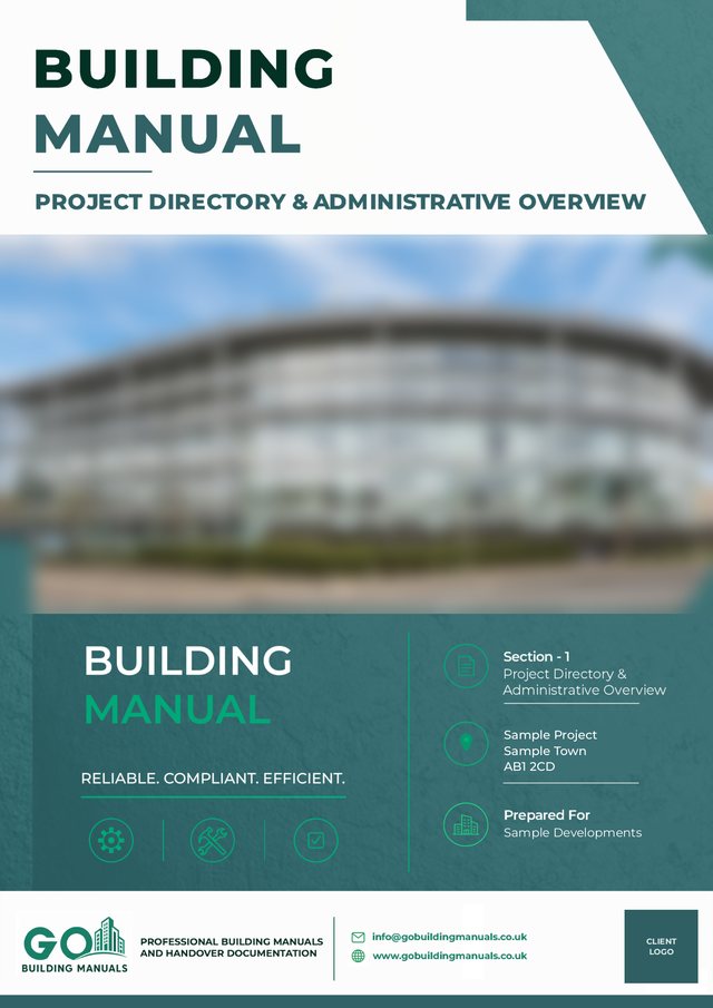Branded cover – sample building manual page
