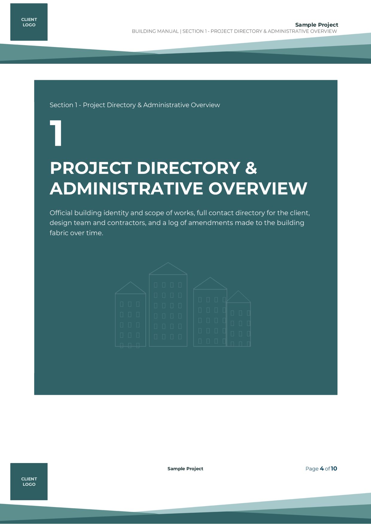 Clear section dividers – sample building manual page, full size