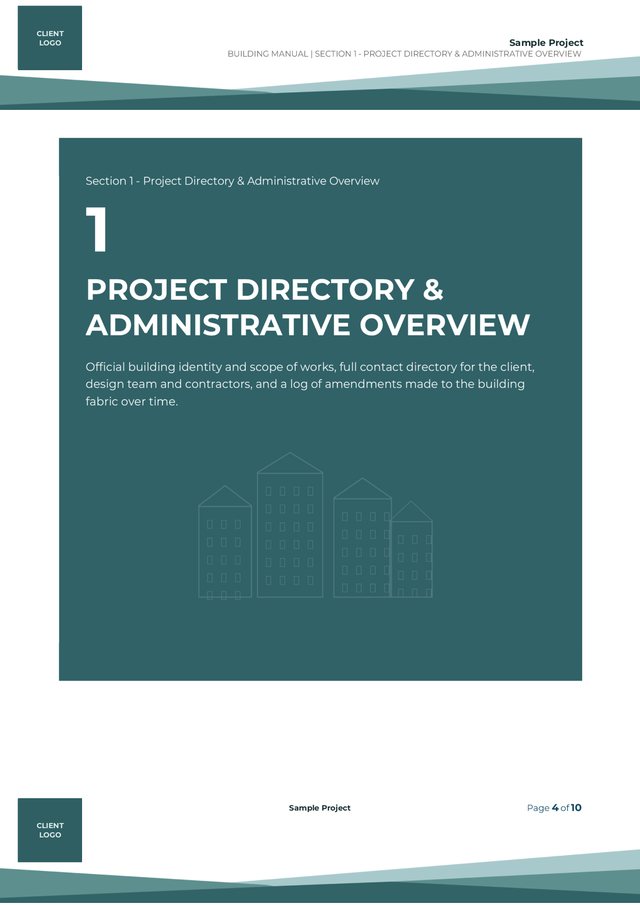 Clear section dividers – sample building manual page