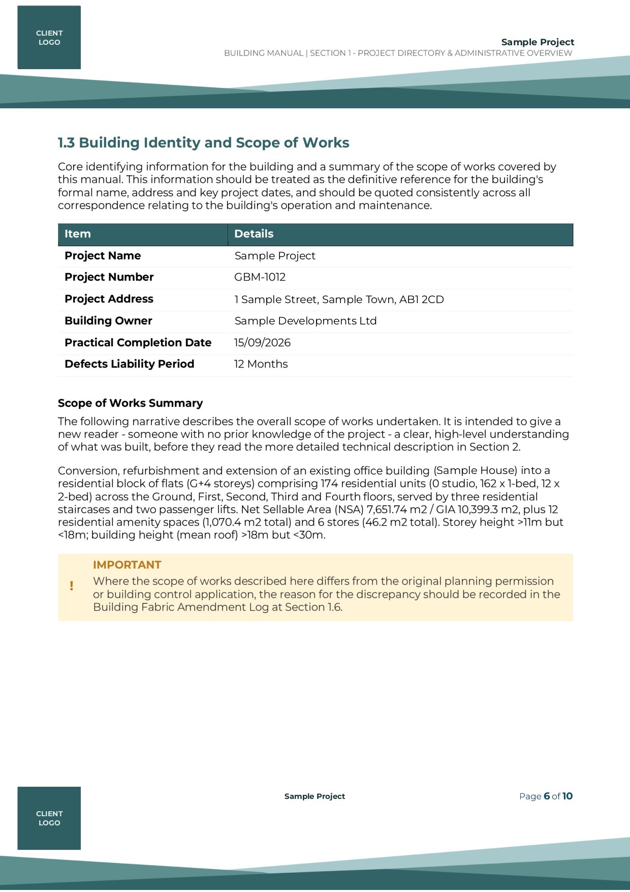 Detailed, practical pages – sample building manual page, full size